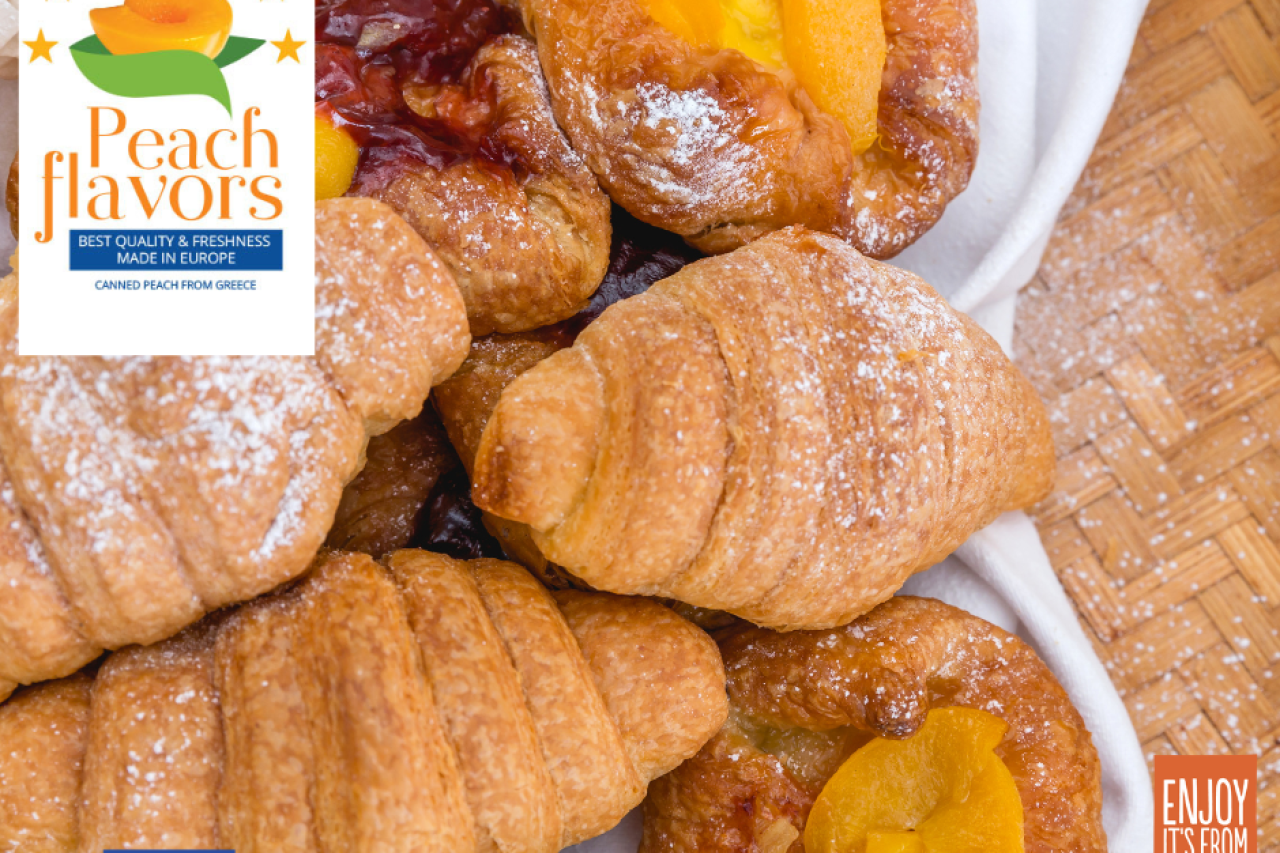 Croissants with European canned peaches